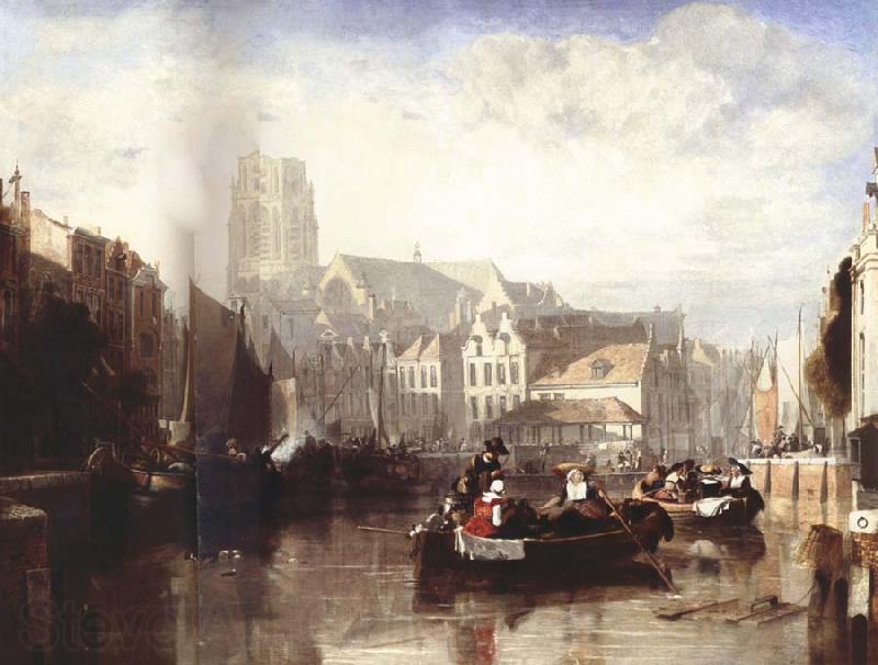 Sir Augustus Wall Callcott View of the Grote Kerk,Rotterdam,with Figures and Boats in the Foreground Norge oil painting art